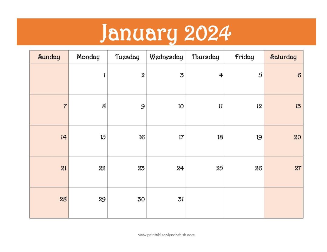 Free January 2024 Printable Calendar Blank Templates Printable