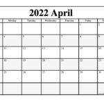 blank April 2022 calendar
