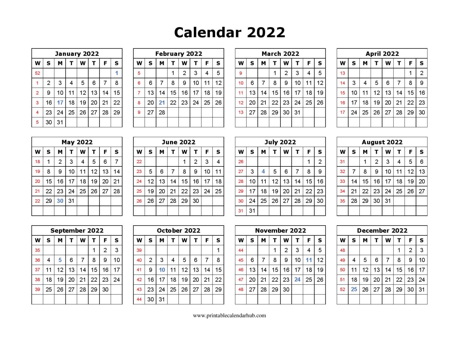 Printable 2022 United States Calendar with Holidays – Printable ...