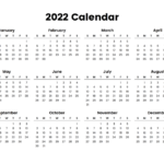 2022 one page calendar