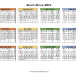 2022 South Africa Calendar