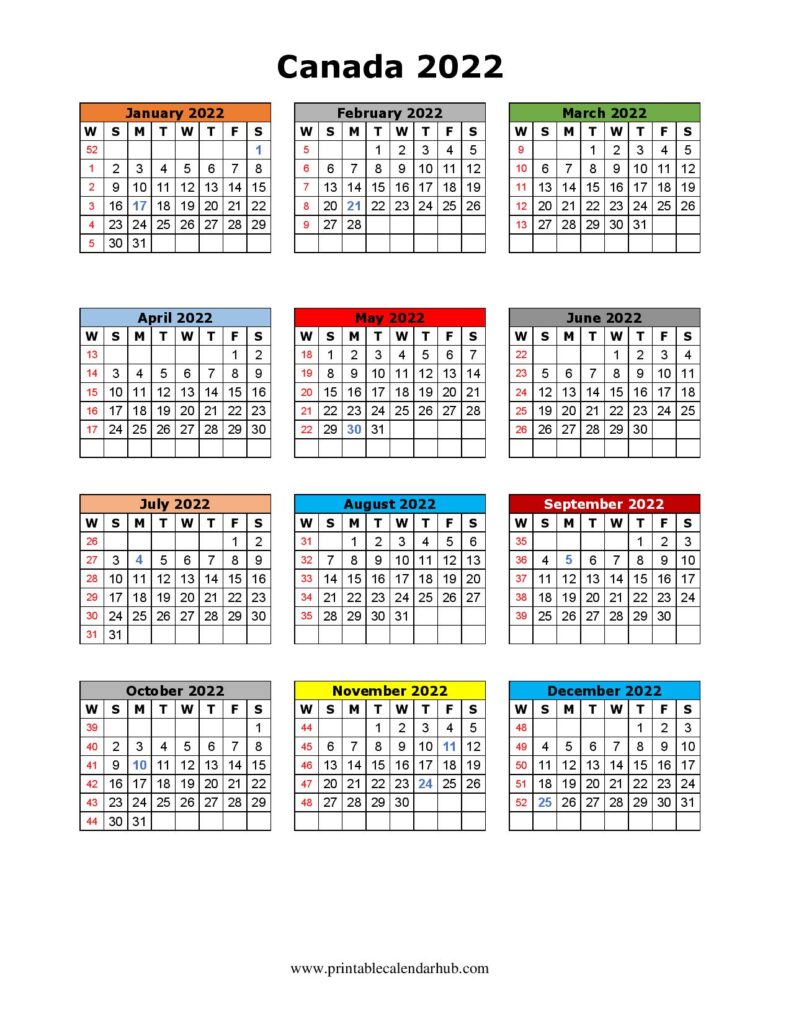 Canada 2022 Calendar