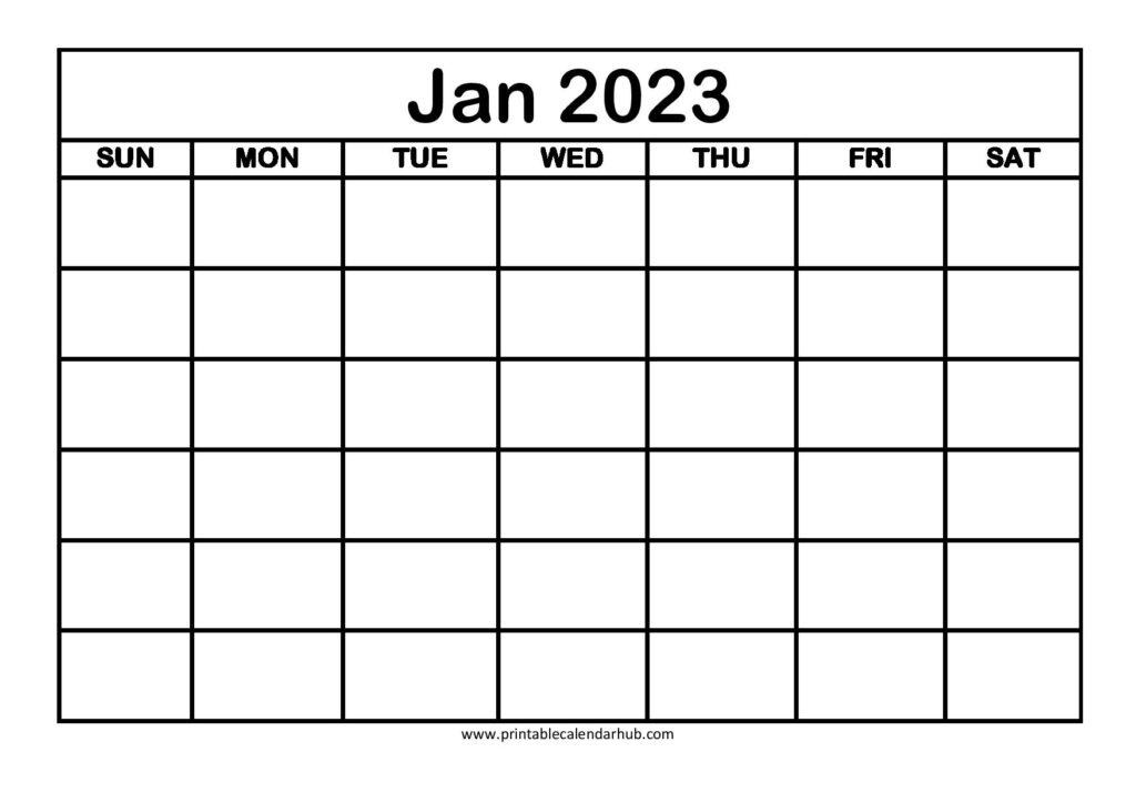 Blank January 2023 Calendar Printable