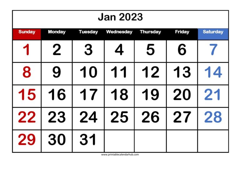 Printable Calendar January 2023 Templates PDF – Printable Calendar Hub