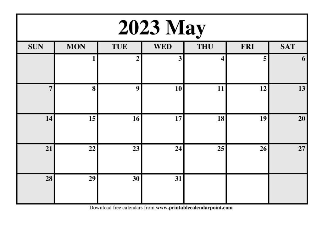 May 2023 Word Calendar
