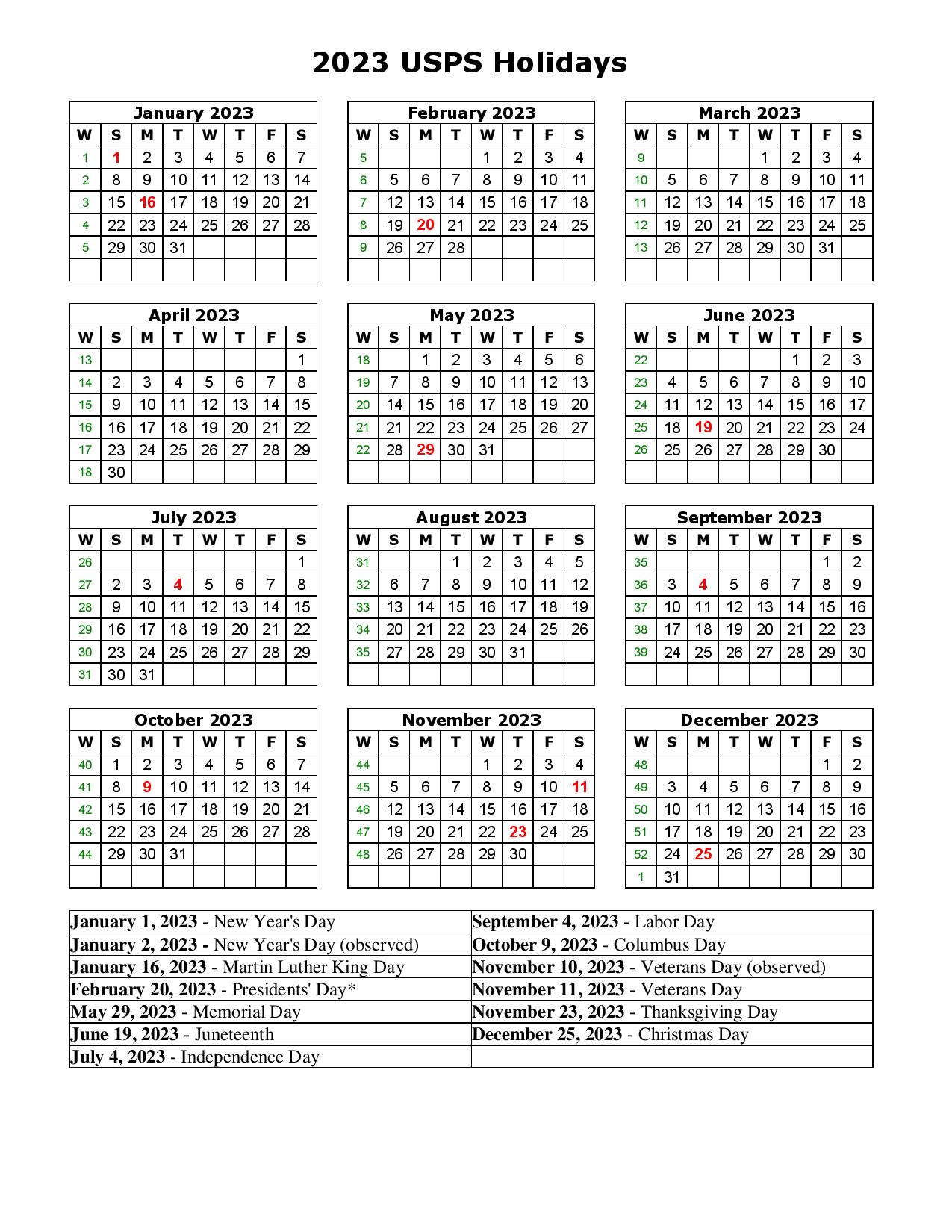 Post Office Holiday Schedule 2024 Blank Calendar 2024