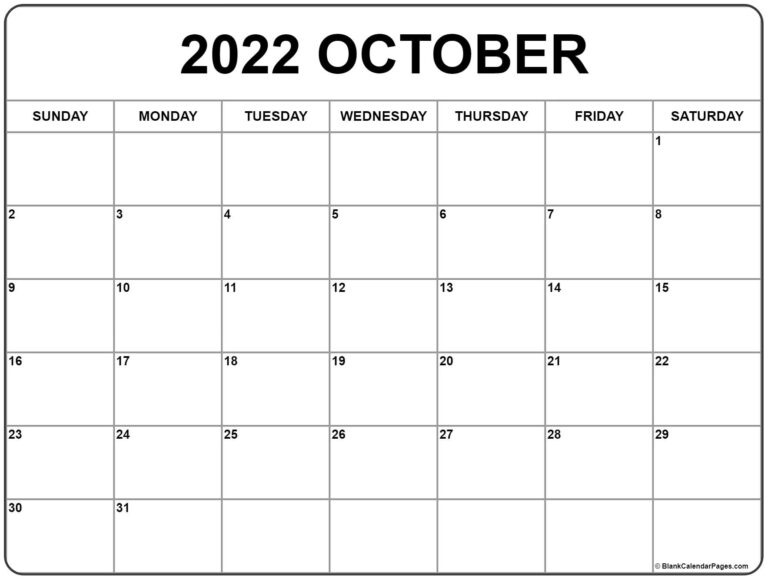 october 2022 weekly calendar printable template