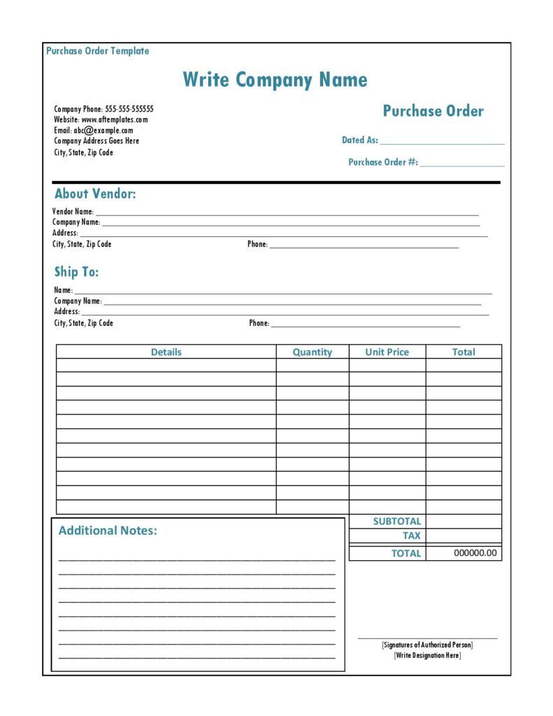 Free Purchase Order Template in Editable and Printable Format ...