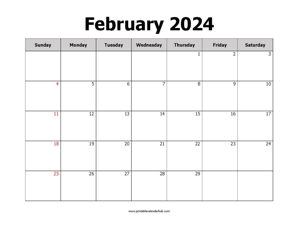 Free February 2024 Printable Calendar – Blank Templates