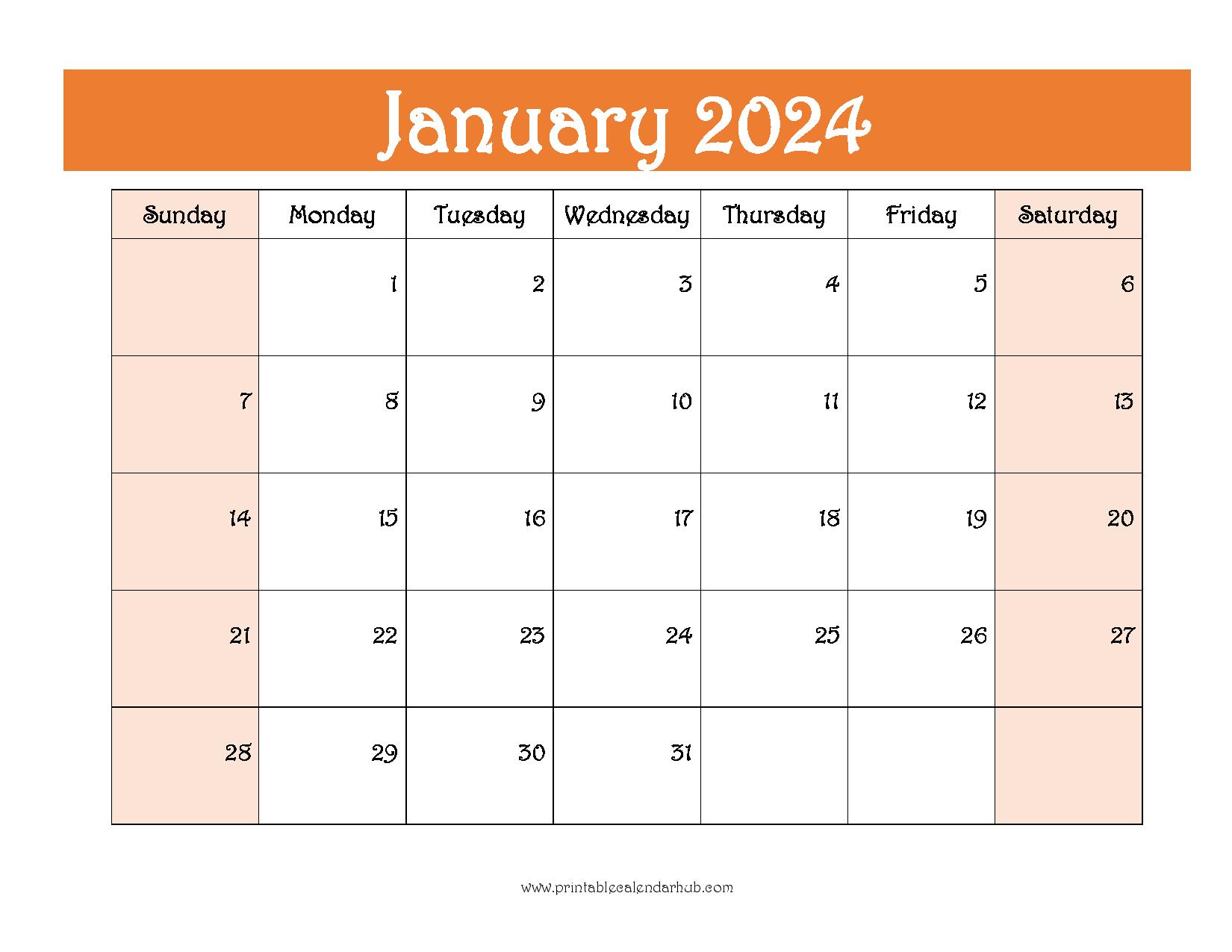 blank January 2024 calendar