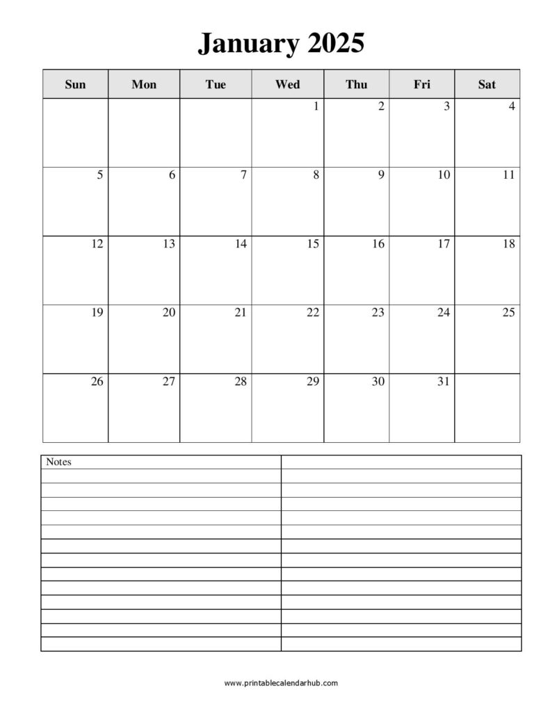 Printable Calendar January 2025