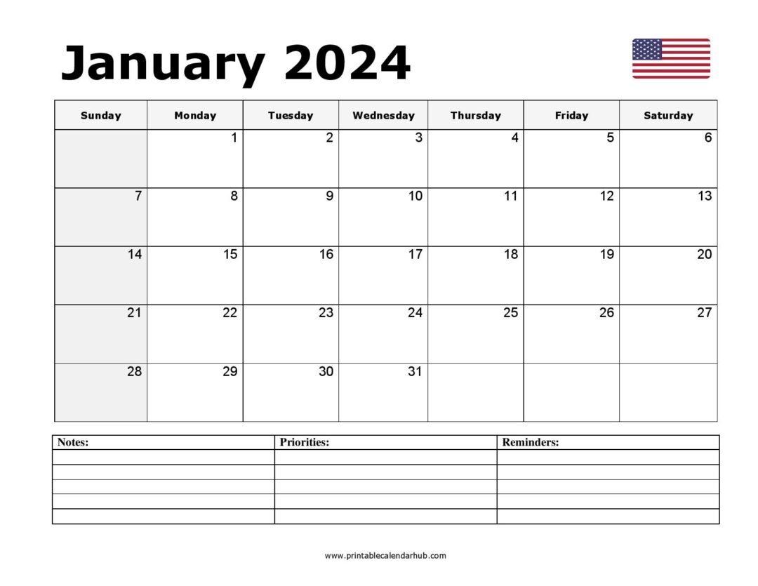 Free January 2024 Printable Calendar - Blank Templates - Printable ...