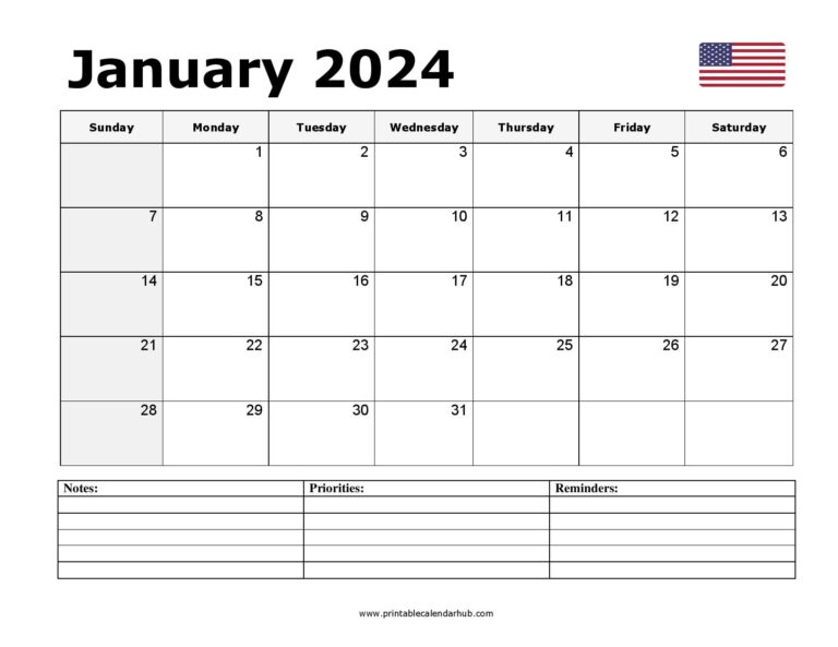 Free January 2024 Printable Calendar - Blank Templates - Printable ...