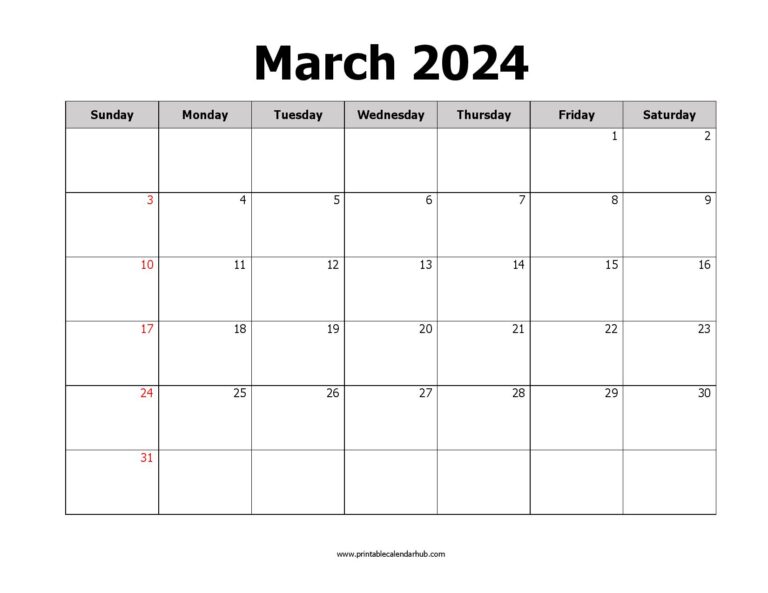 March 2024 calendar printable