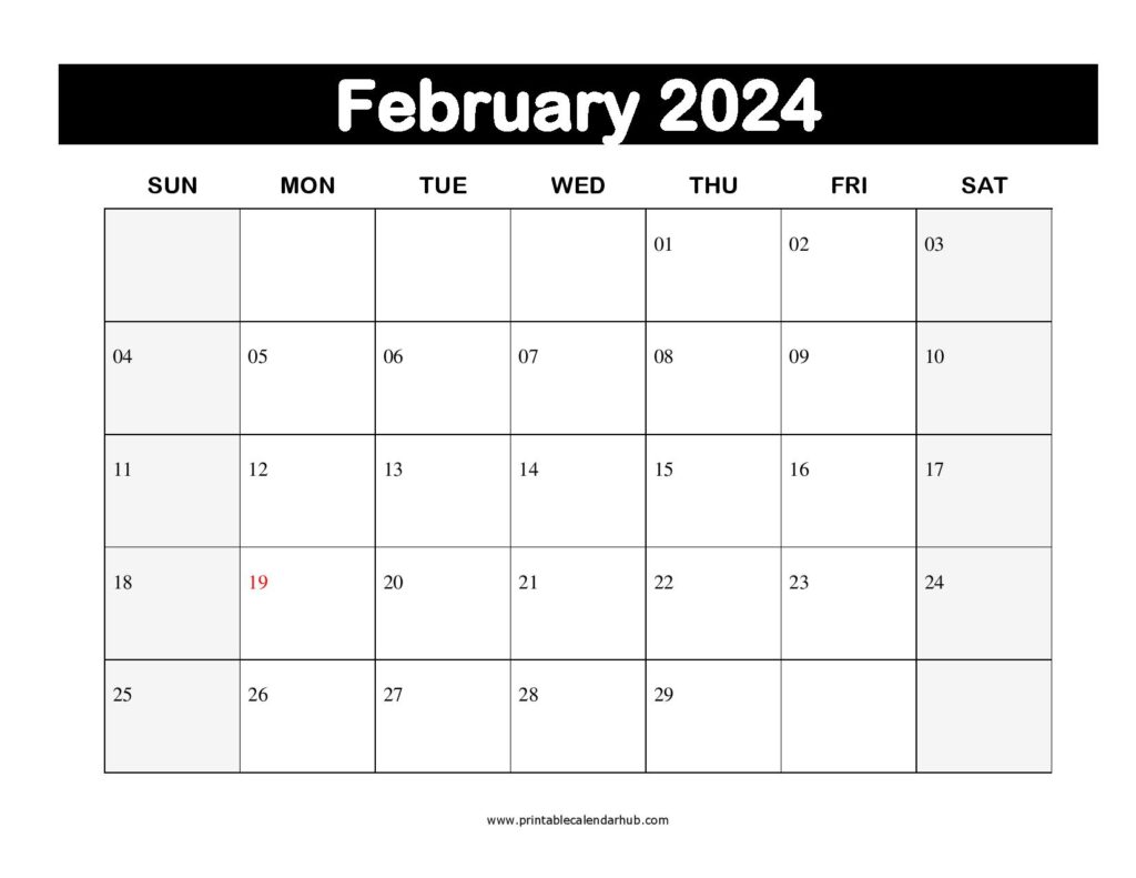 Free February 2024 Printable Calendar – Blank Templates