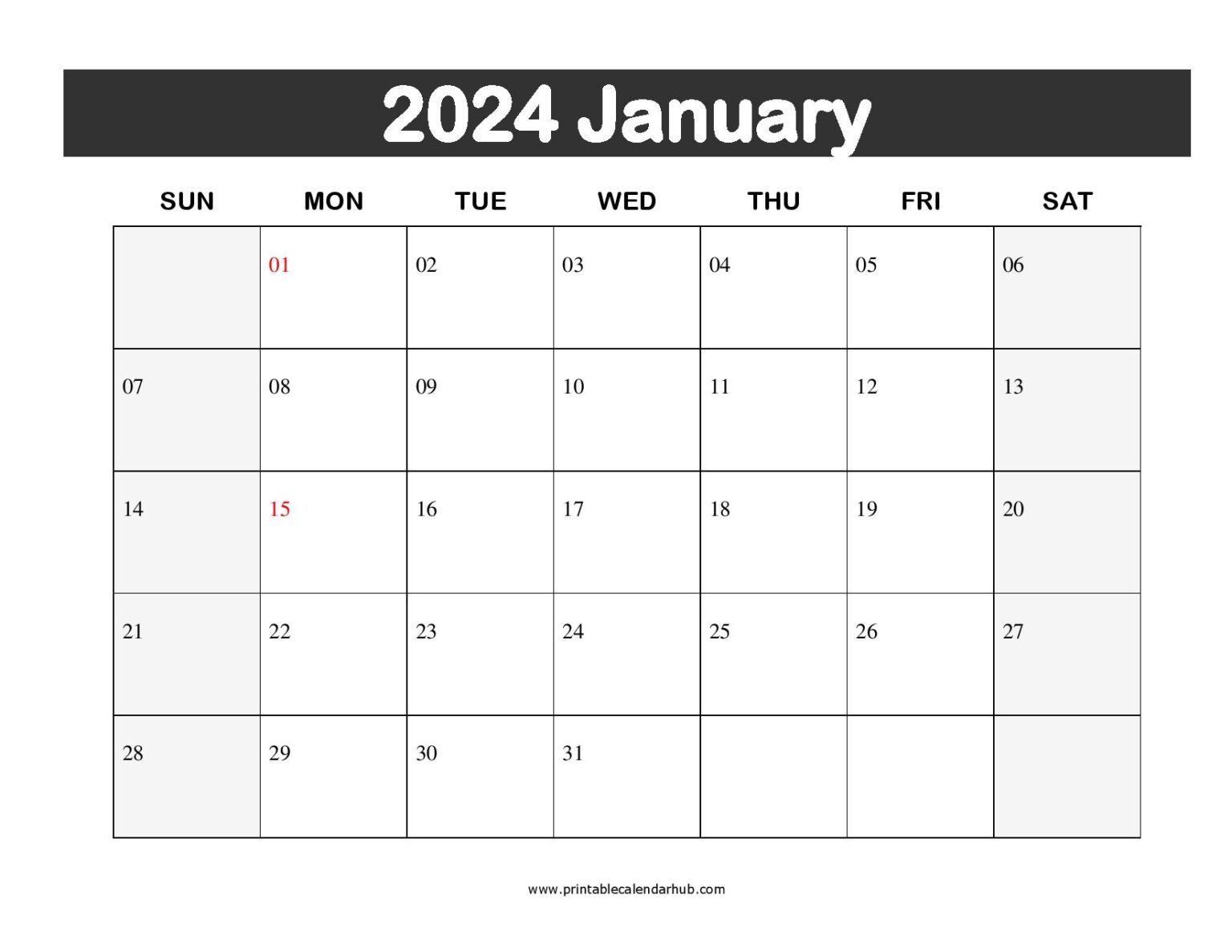 Free January 2024 Printable Calendar - Blank Templates - Printable ...