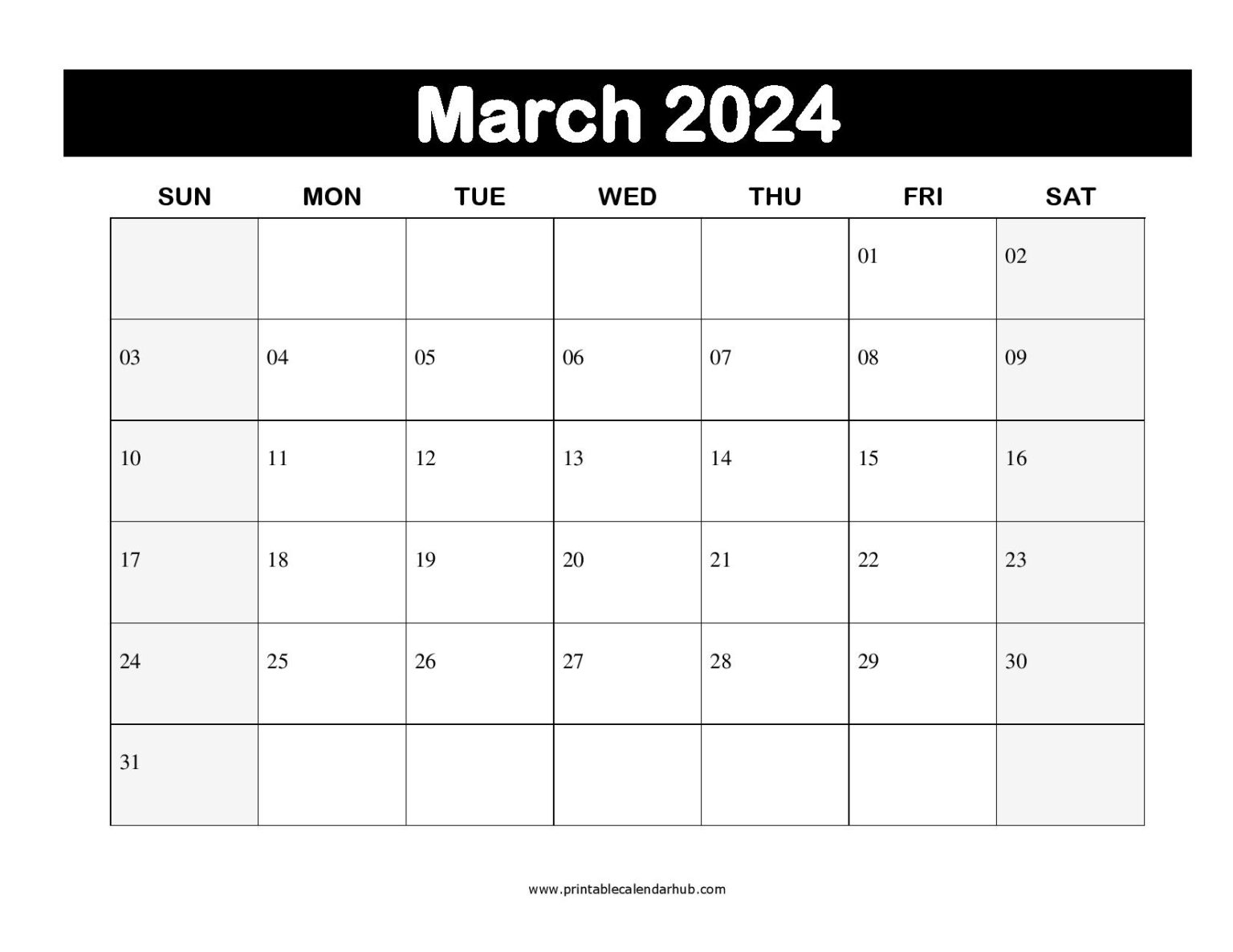 Free March 2024 Printable Calendar Blank Templates