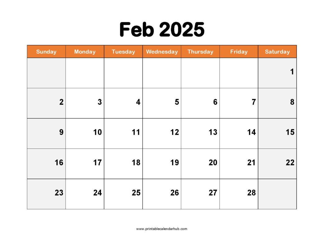 Printable February 2025 Calendar