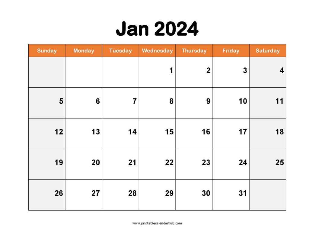 January 2025 Printable Calendar