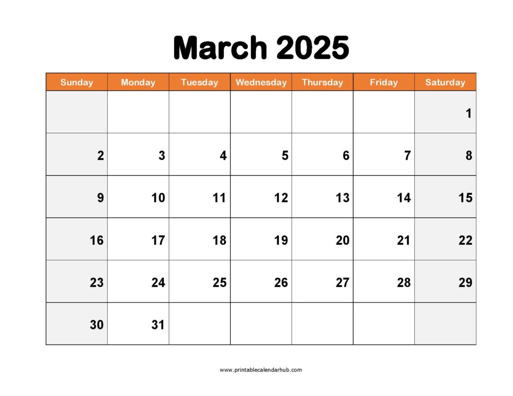 March 2025 Printable Calendar