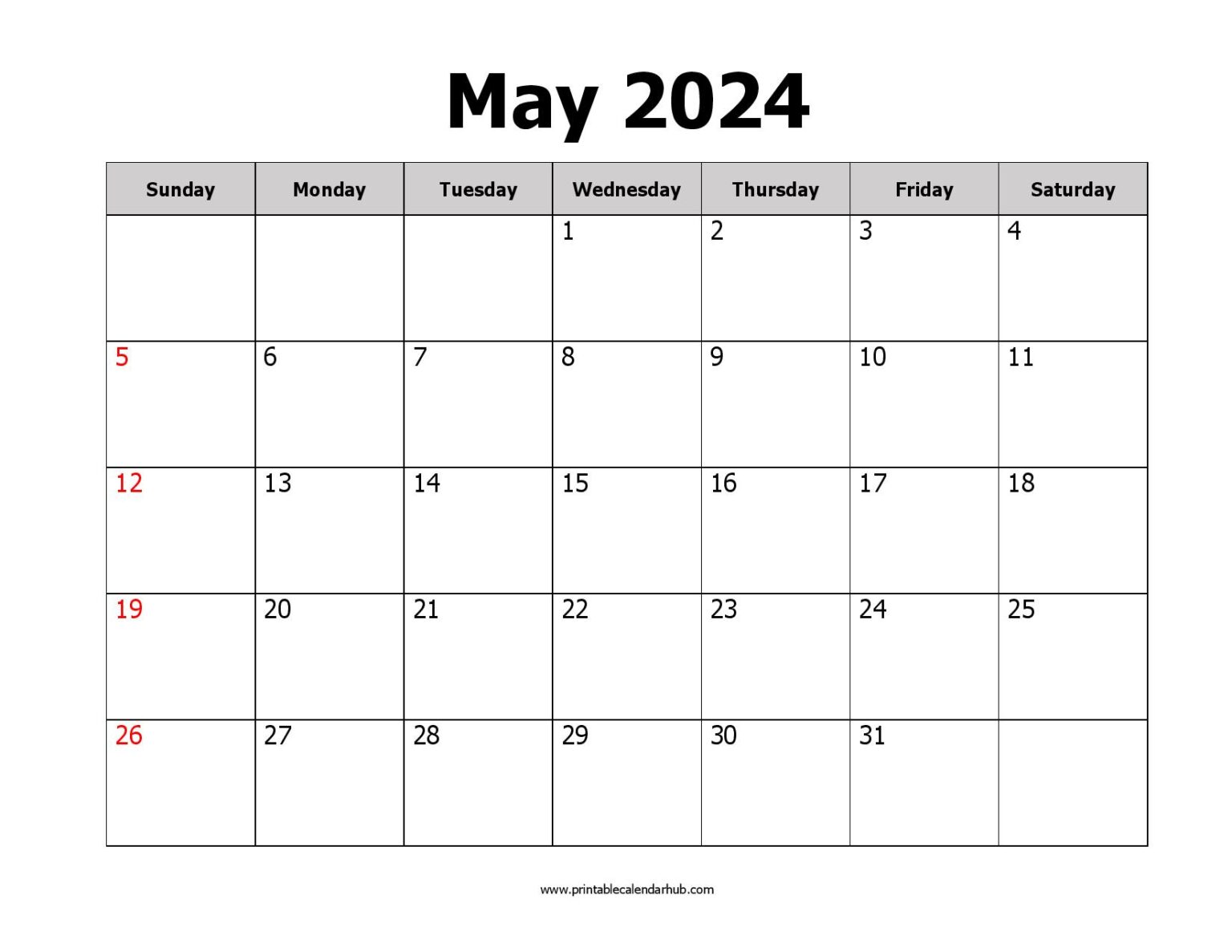 Free May 2024 Printable Calendar Blank Templates - Printable Calendar Hub