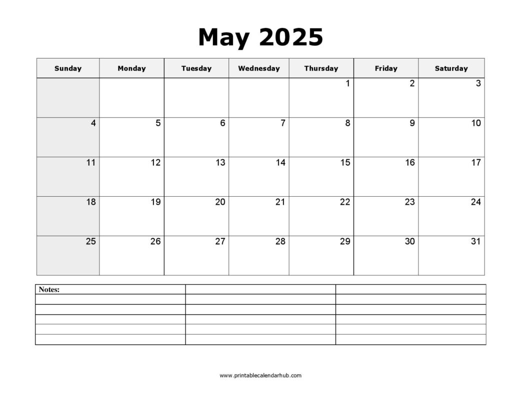 May 2025 Printable Calendar