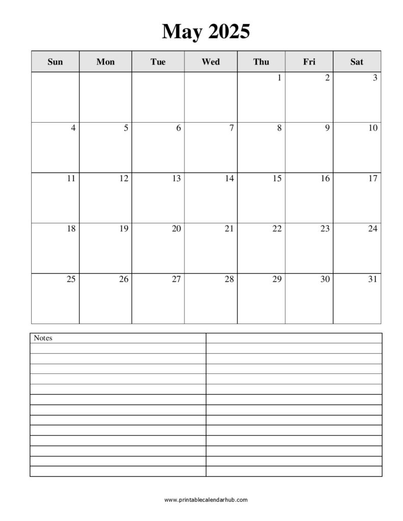 Printable May 2025 Calendar