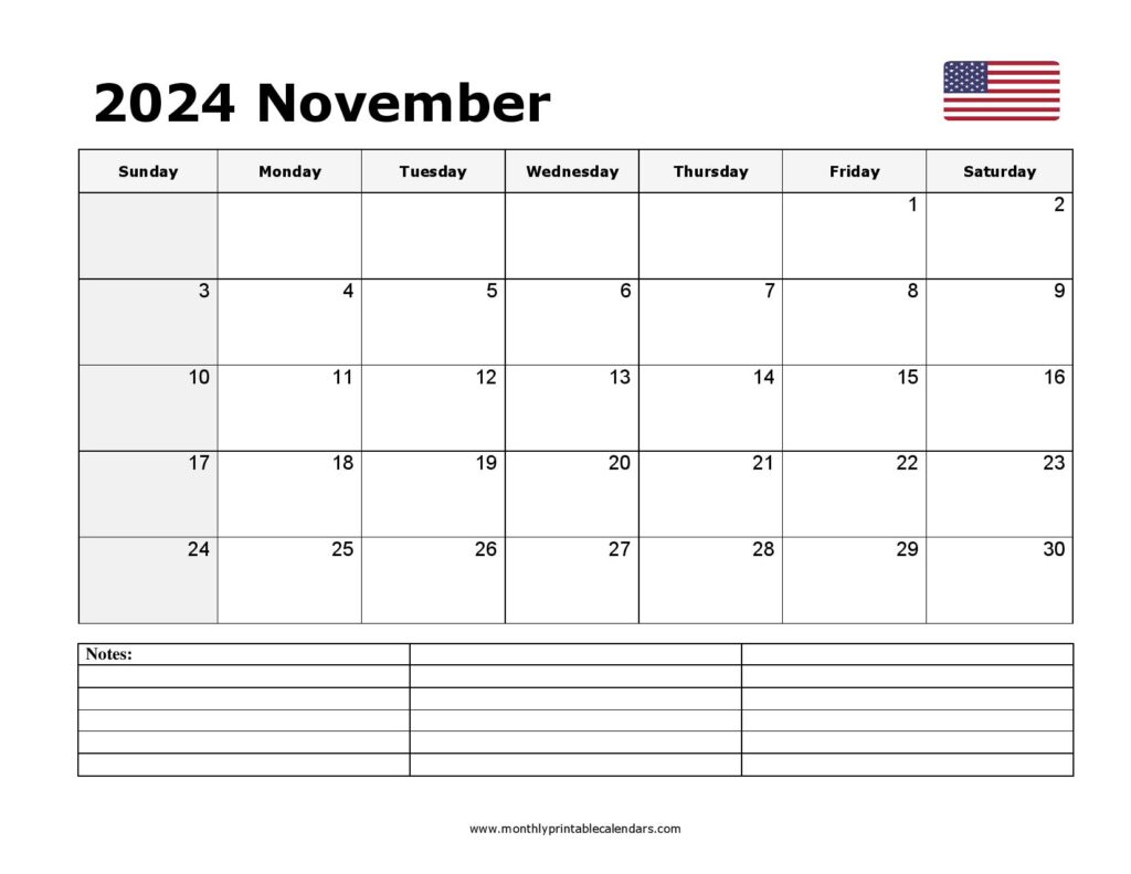 Free November 2024 Printable Calendar Blank Templates - Printable ...