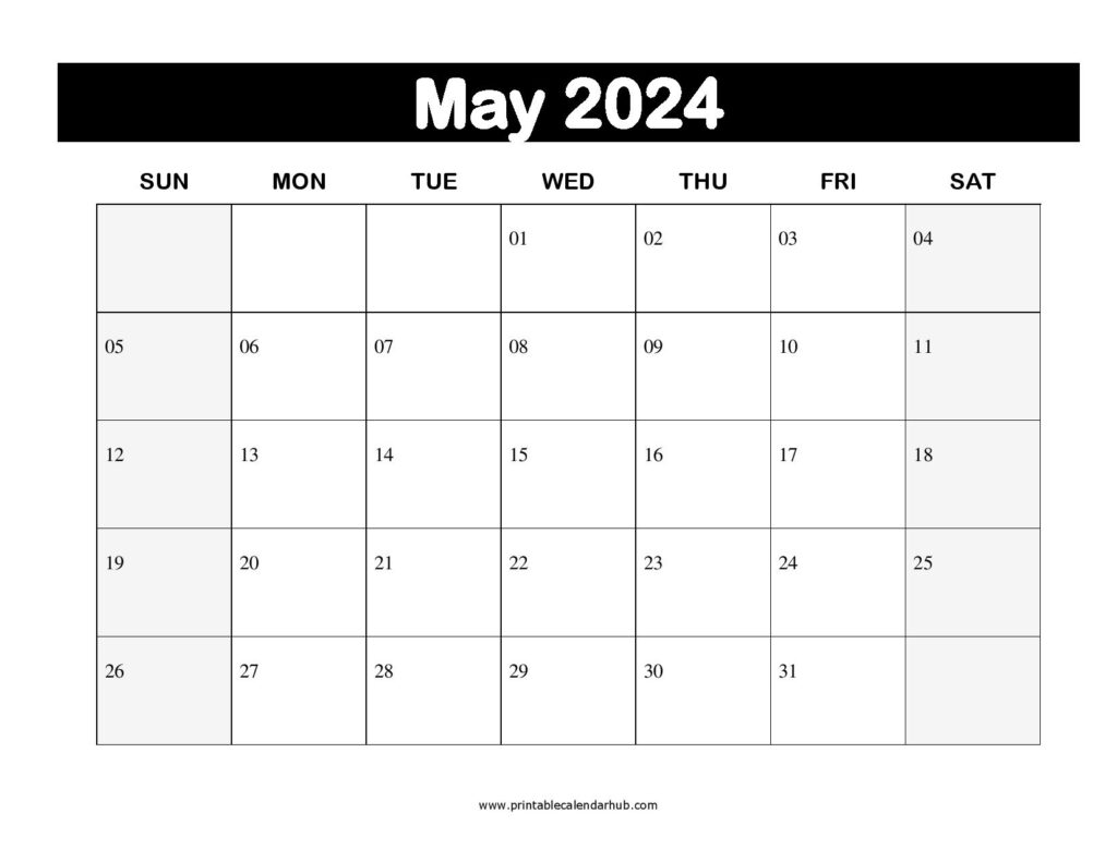 Free May 2024 Printable Calendar Blank Templates – Printable Calendar Hub