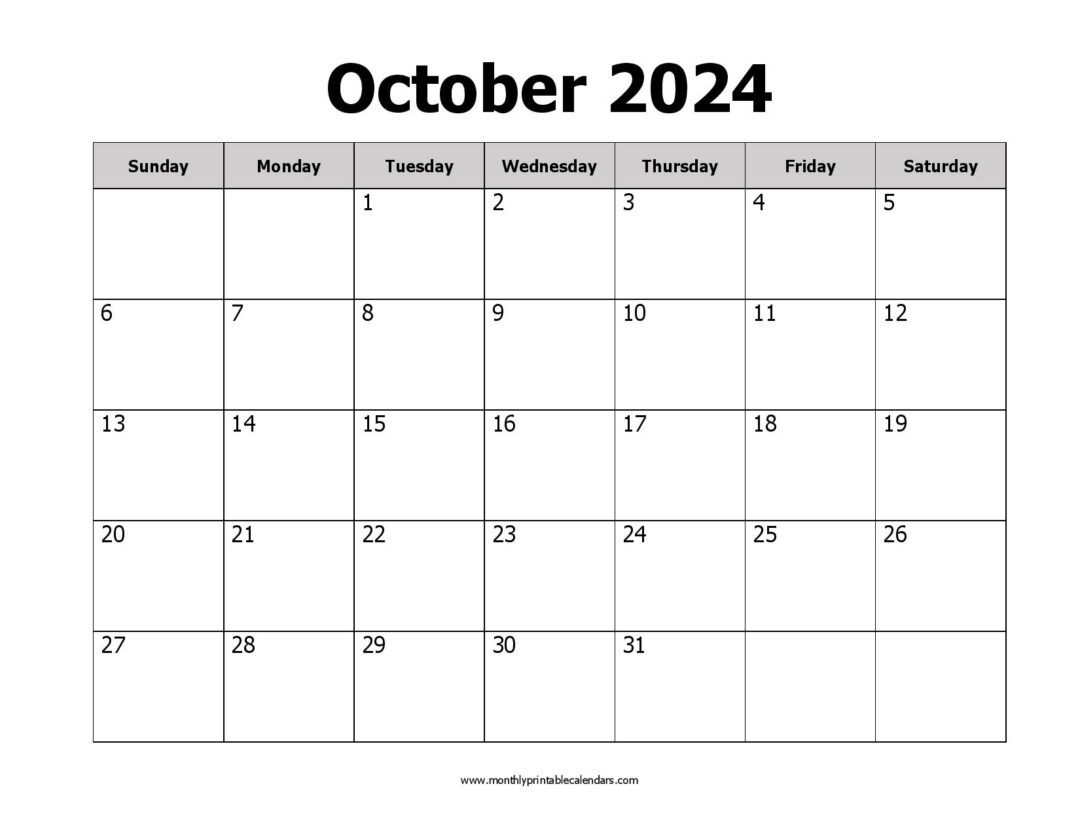 Free October 2024 Printable Calendar Blank Templates