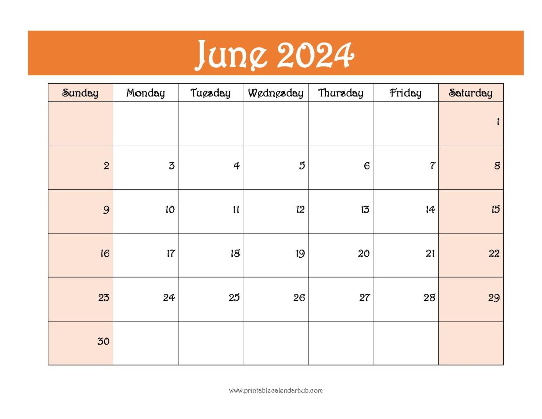 Free June 2024 Printable Calendar Blank Templates - Printable Calendar Hub