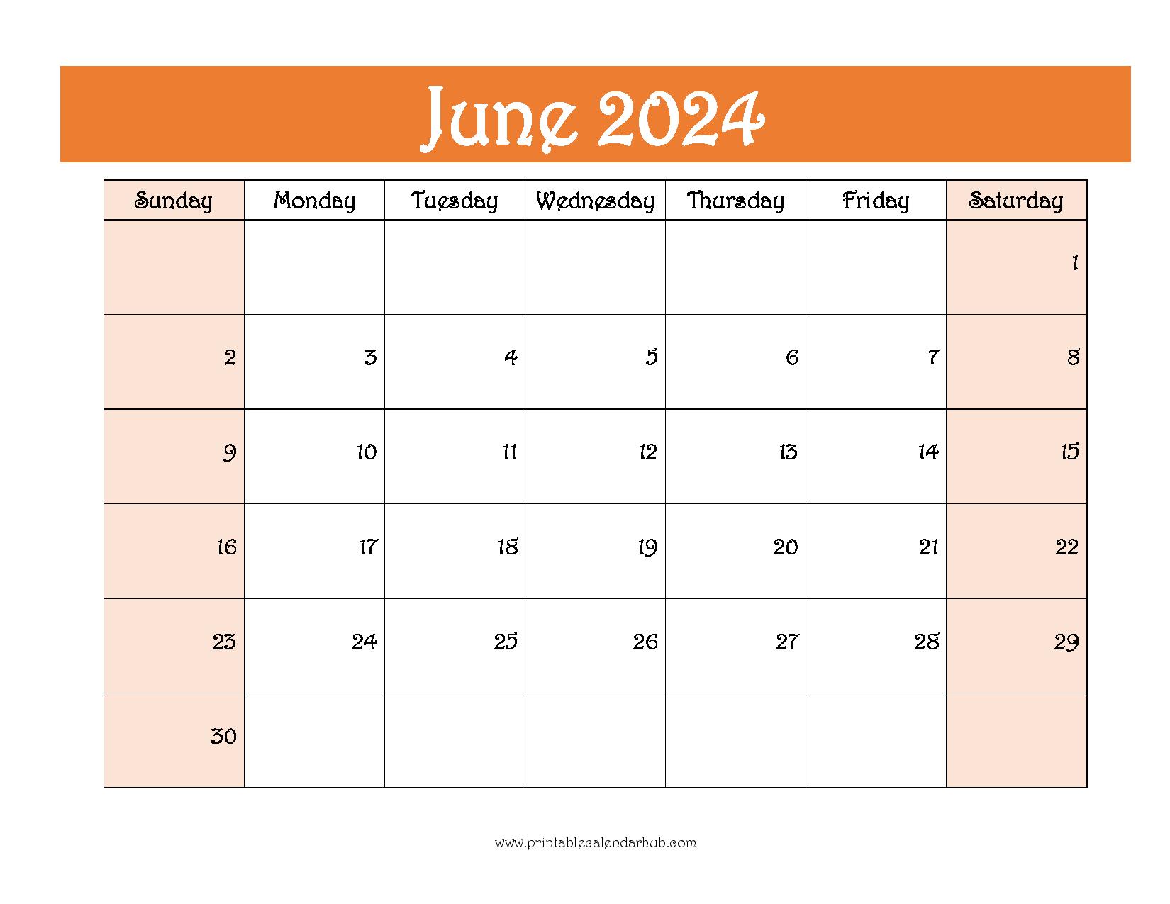 Free June 2024 Printable Calendar Blank Templates - Printable Calendar Hub