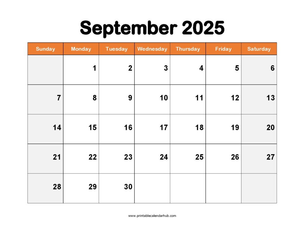 September 2025 Printable Calendar