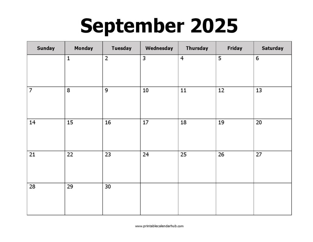 September 2025 Printable Calendar