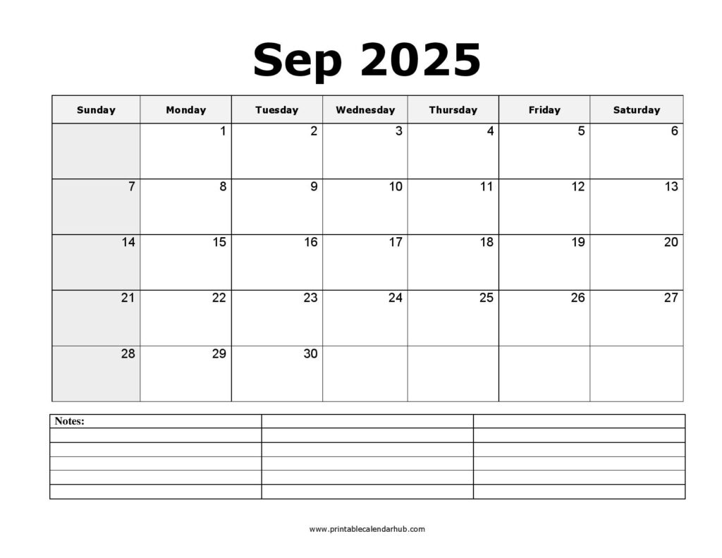 September 2025 Printable Calendar